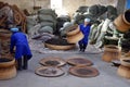 ANHUI PROVINCE, CHINA Ã¢â¬â CIRCA OCTOBER 2017: Men working inside a tea factory Royalty Free Stock Photo